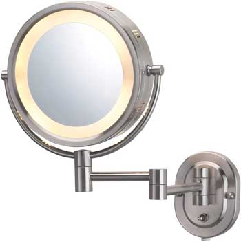 Jerdon 8 Inch Lighted Wall Mount Makeup Mirror