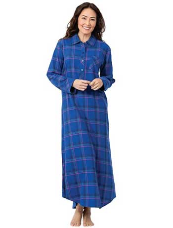 PajamaGram Women's Cotton Flannel Nightgown Plaid