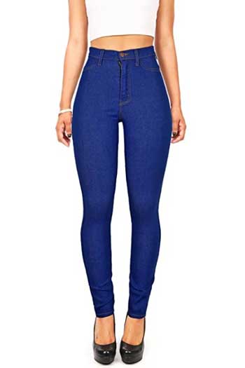 Vibrant Womens Juniors Classic High Waist Denim Skinny Jeans