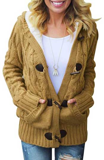 Sidefeel Women Hooded Knit Cardigans