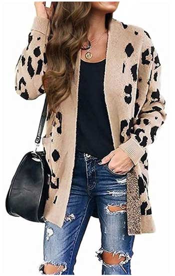 Zesica Women's Long Sleeves Leopard Print Sweater