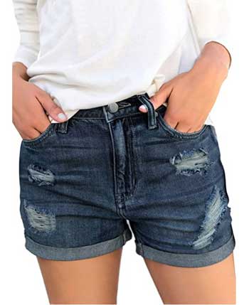 Luvamia Women's Ripped Denim Jean Shorts For Big Thighs